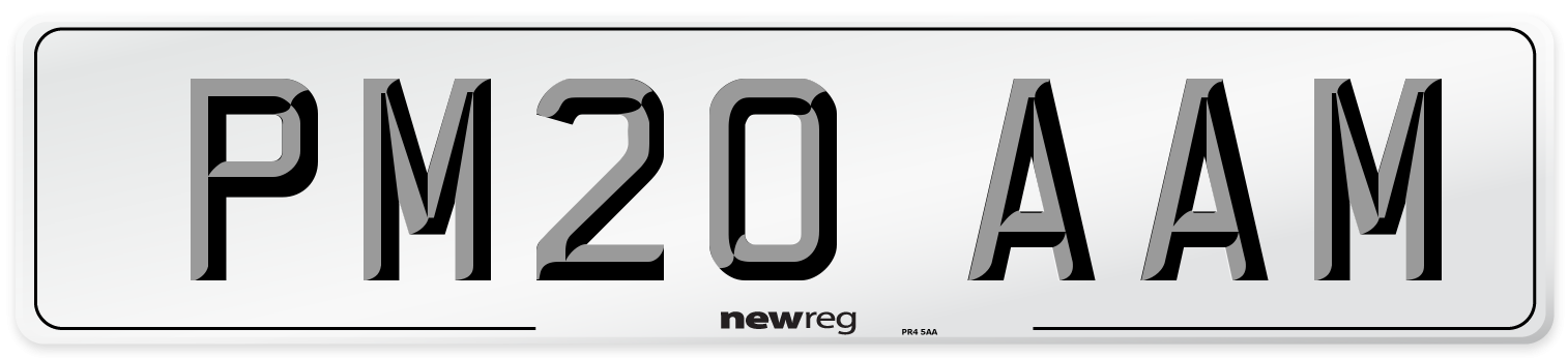 PM20 AAM Number Plate from New Reg